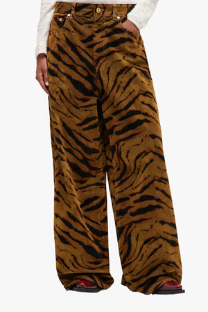 Printed Flock Denim Baggy Jeans