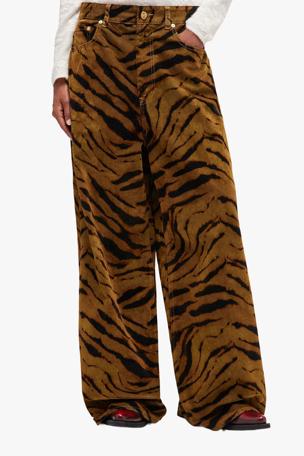 Printed Flock Denim Baggy Jeans