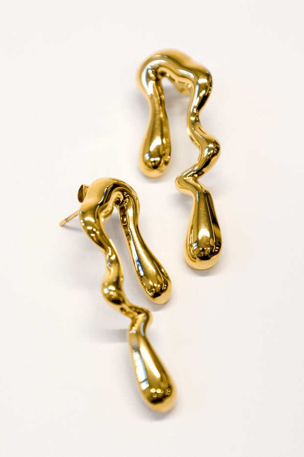 Slim Draped Gold Earrings