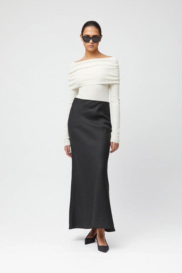 Off Shoulder Knit Top Macadamia