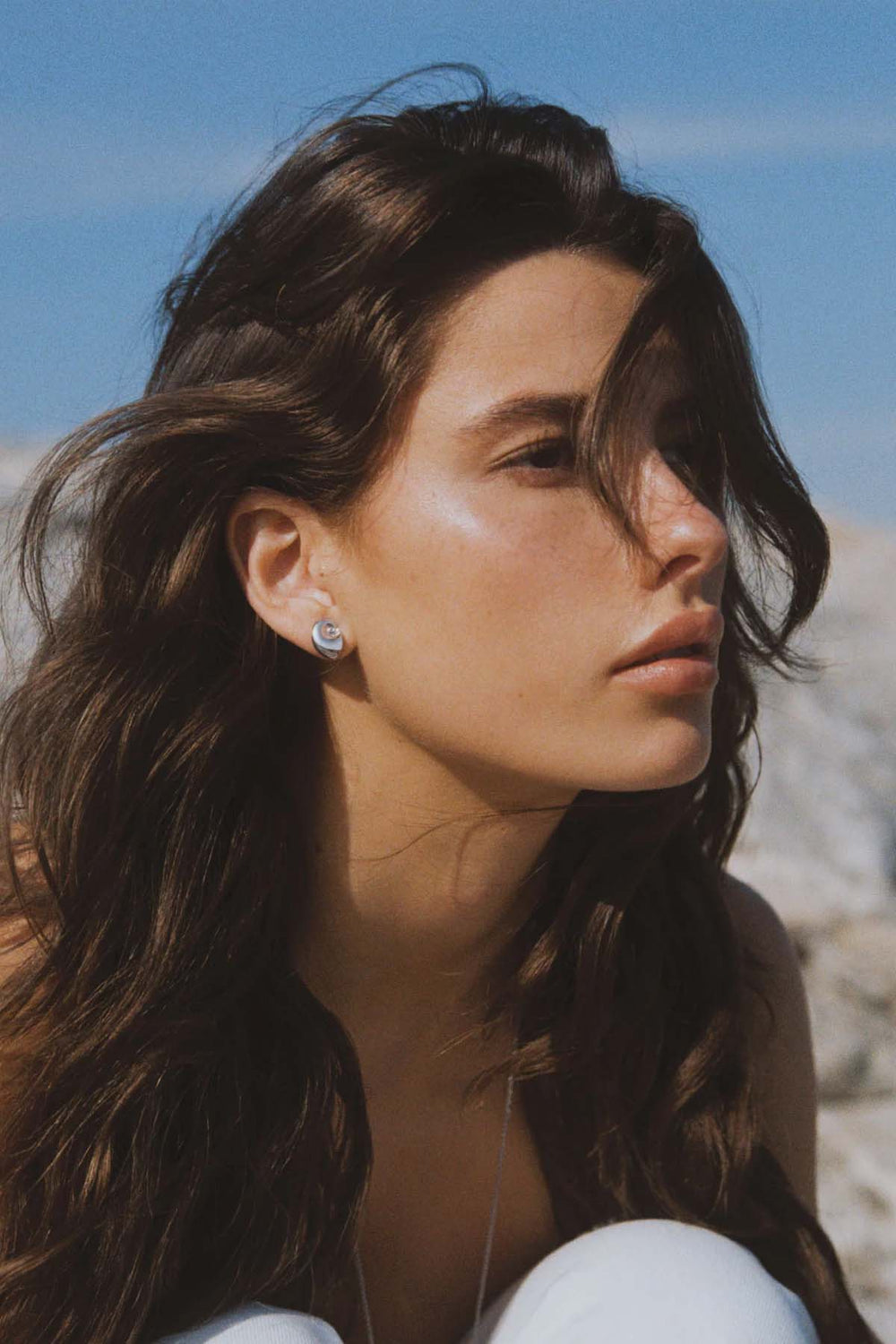 Shell Ear Stud Earring - Silver