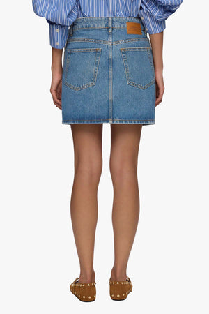 Rigid Denim Lace Mini Skirt