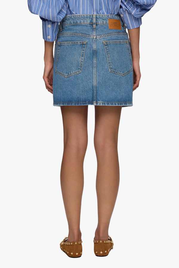 Rigid Denim Lace Mini Skirt