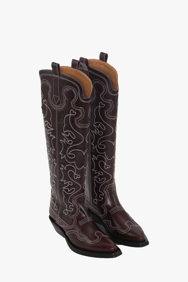 Western Knee High Embroidered Boot