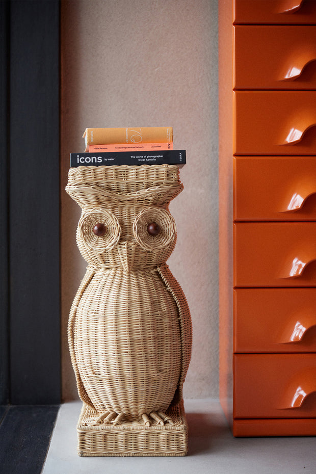 Rattan Owl Side Table