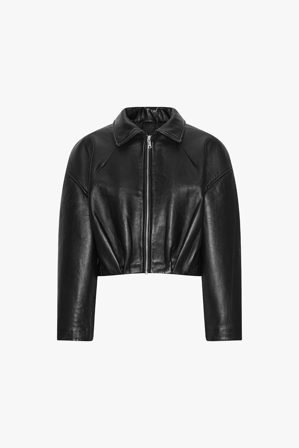 Bonded Boxy Leather Jacket