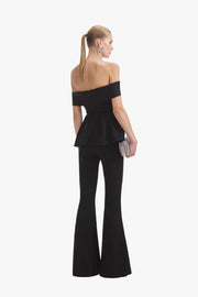 Black Crepe Off Shoulder Jumpsuit