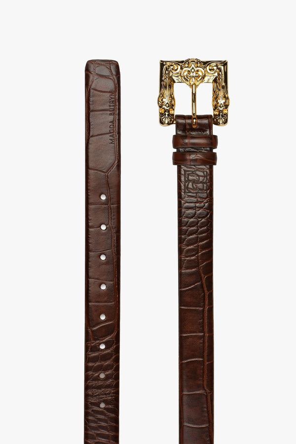 Belt 01 Brown Croc Gold Buckle