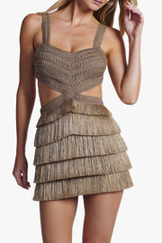 Metallic Fringe Mini Dress