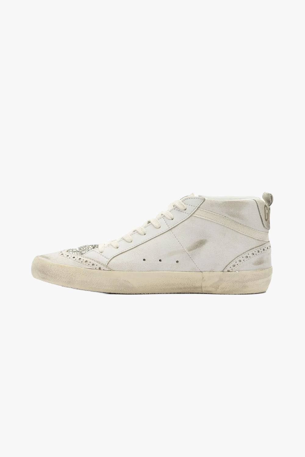 Mid Star Leather Upper And Toe Glitter Toungue And Star Suede Heel
