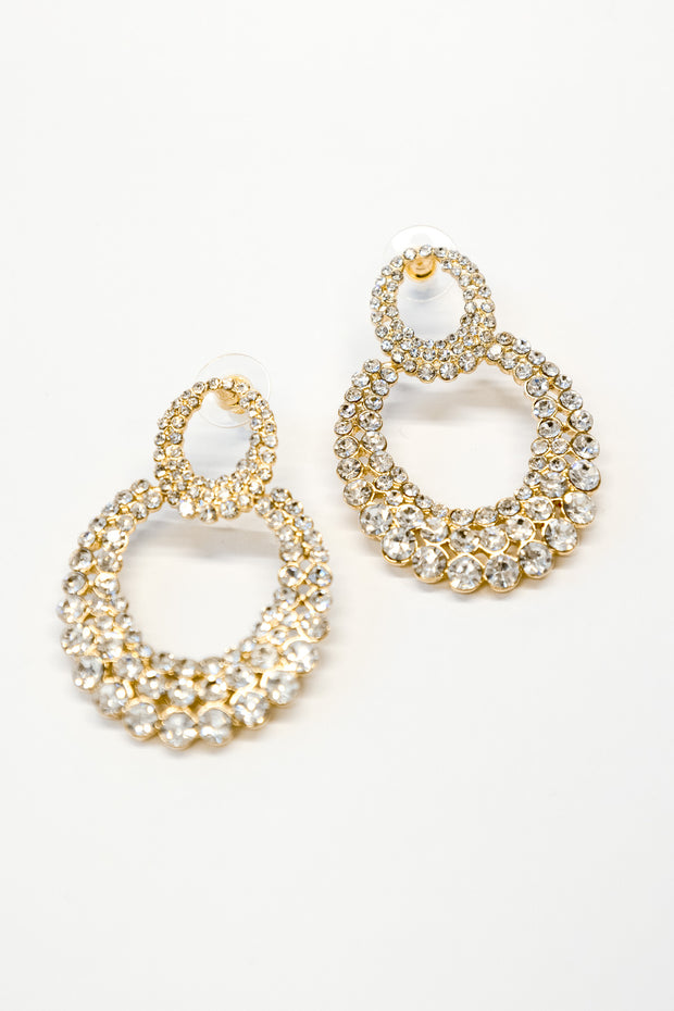 Round Crystal Embellished Hoops