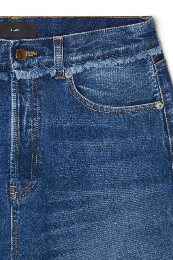 Fringed Relaxed Denim Pants