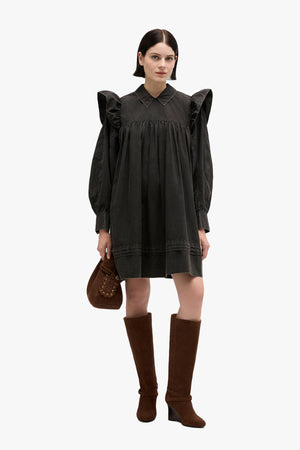 Garment Dyed Cotton Mini Frill Dress