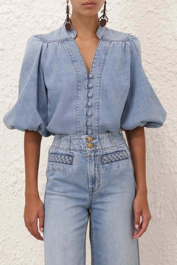 Lucky Denim Blouse