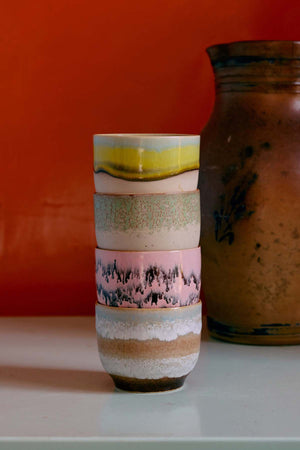 70's Ceramics Cafe Cups Set Of 4