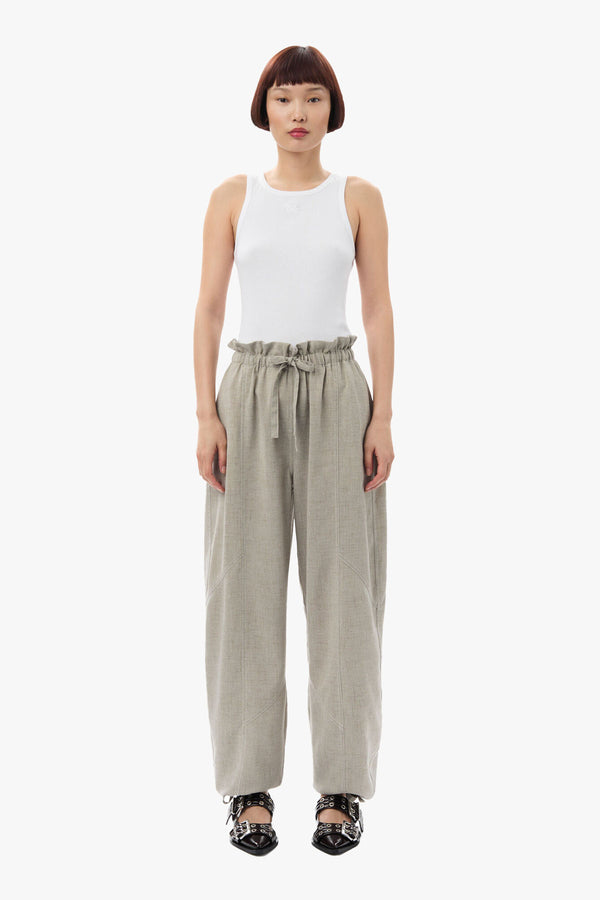 Light Melange Suiting Elasticated Waist Pants