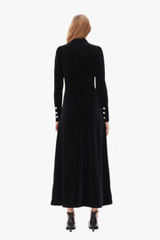 Velvet Jersey Gathered Long Dress