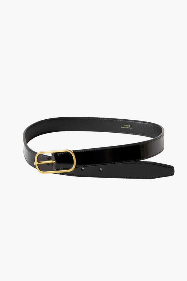 Wide Oval Buckle Leather Belt