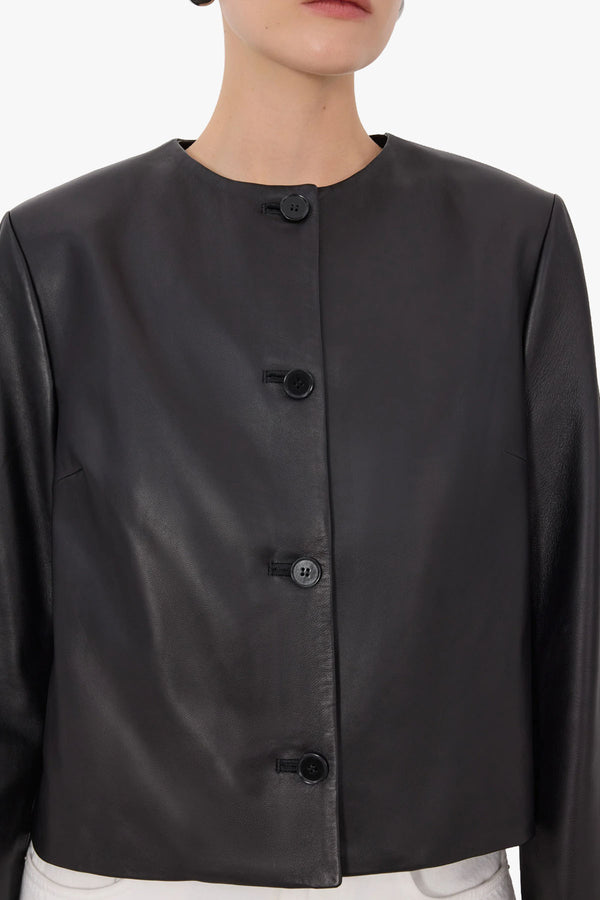 Raho Cropped Leather Jacket