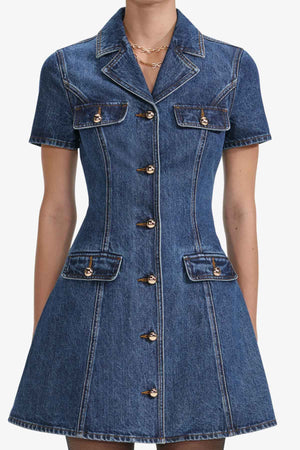 Belted denim mini dress