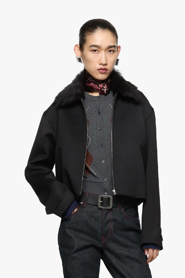Shearling Collar Bomber