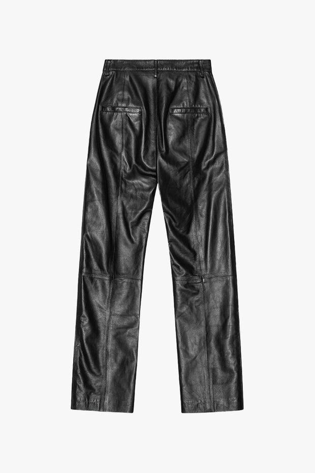 Straight Leg Leather Pants