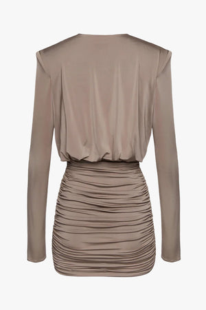 Draped Plunge Jersey Mini Dress 18