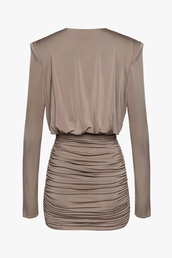 Draped Plunge Jersey Mini Dress 18