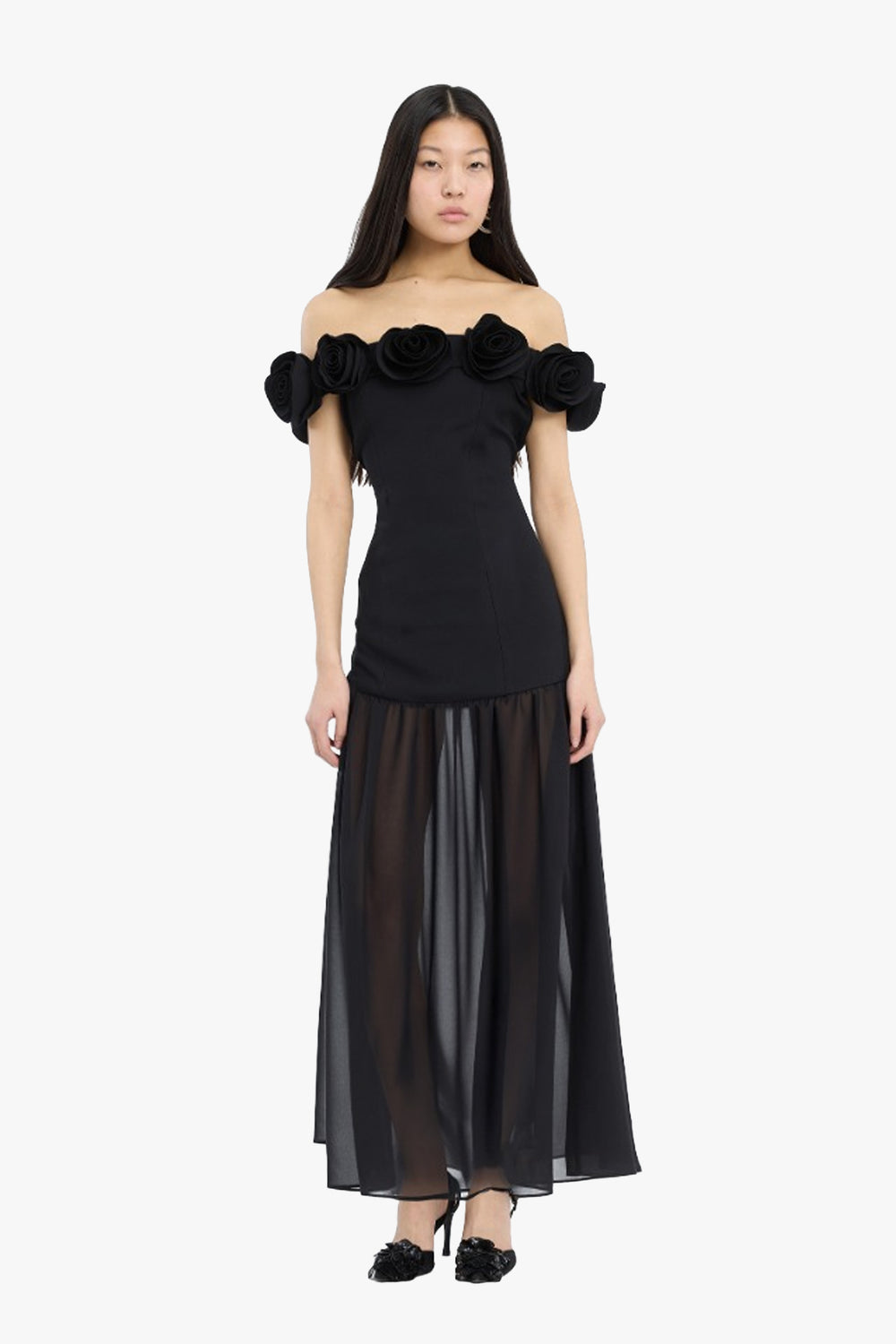 Crepe Flower Maxi Dress