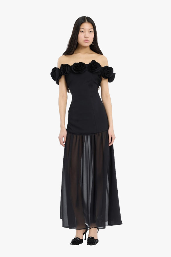 Crepe Flower Maxi Dress