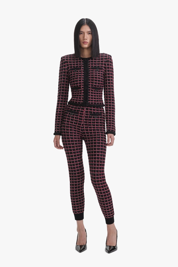 Black And Red Check Cardigan