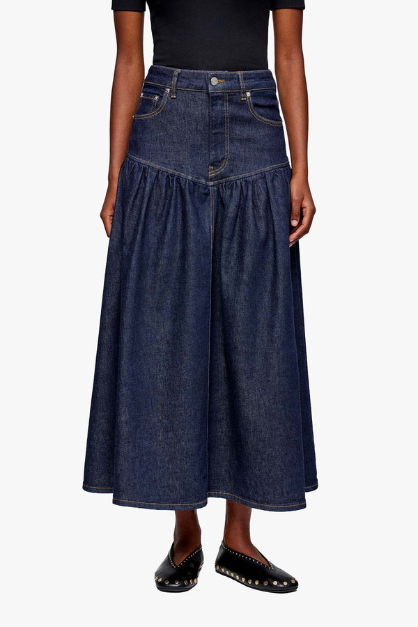 Stretch Denim Long Skirt