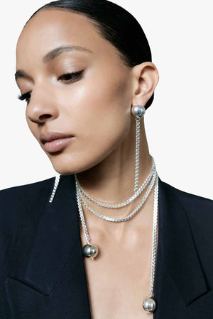 Sphere Chain Studs Silver