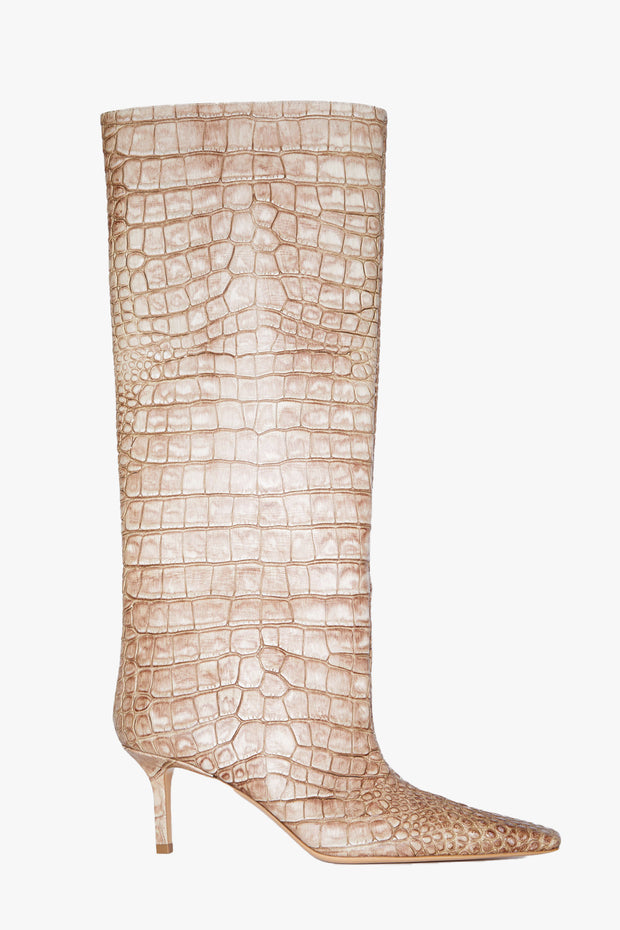 Leather Embossed Heeled Boots