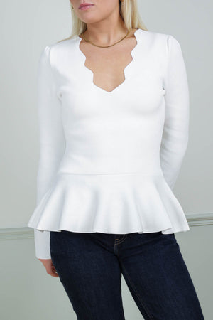 Scalloped Peplum Top