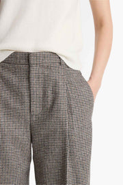 High Rise Wool Blend Houndstooth Trouser