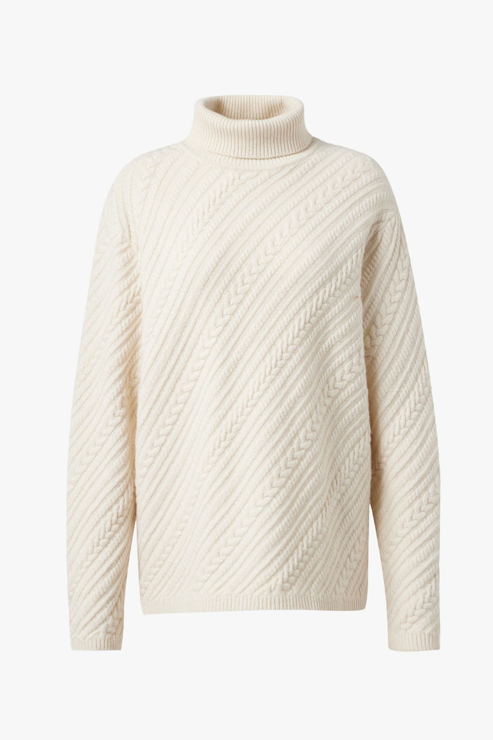 High Neck Long Sleeve Geometric Cable