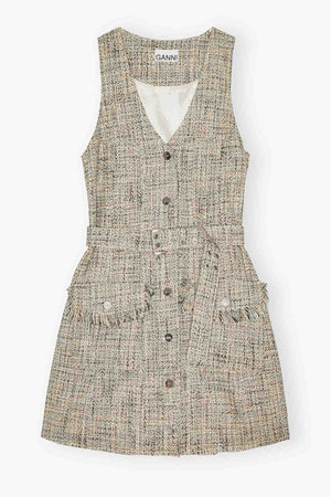 Summer Tweed Belt Mini Dress