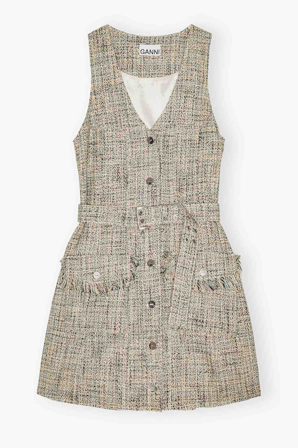 Summer Tweed Belt Mini Dress
