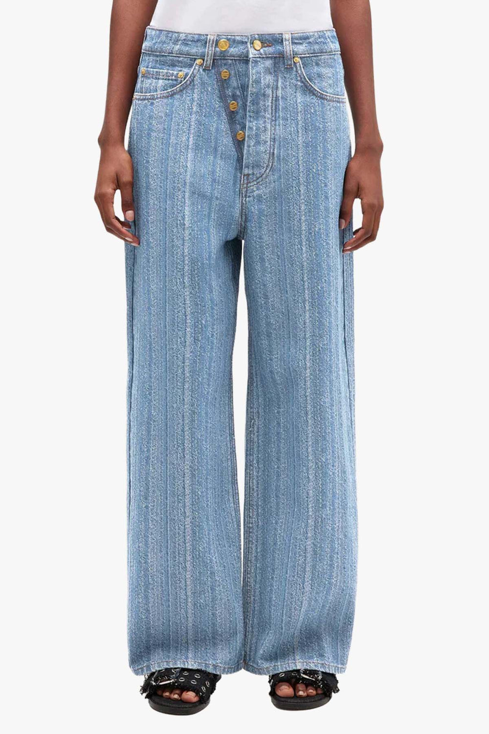 Structured Denim Double Fly Baggy Jeans