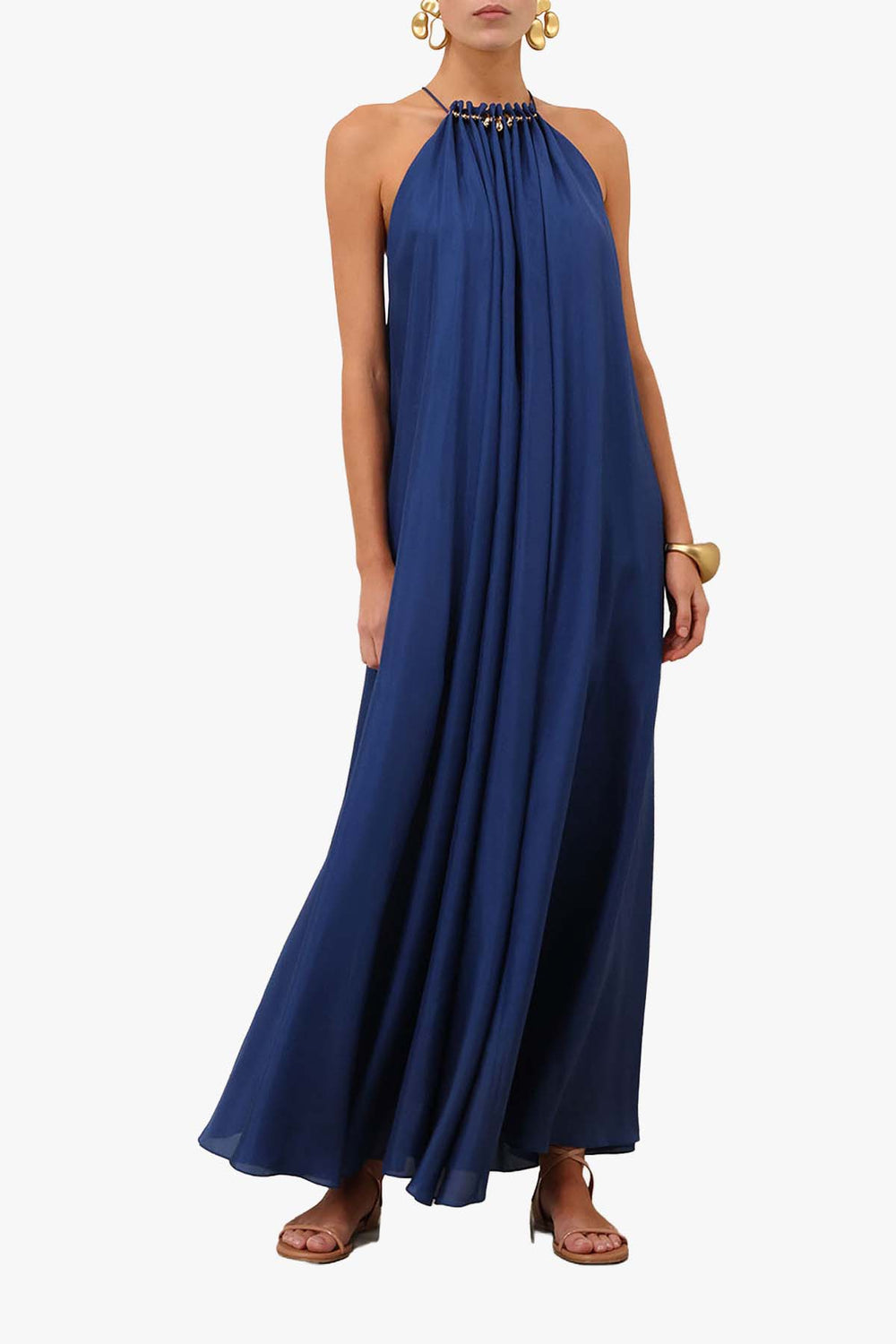 Aster Gathered Bead Maxi Dress