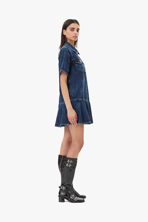 Crinkled Future Denim Mini Dress