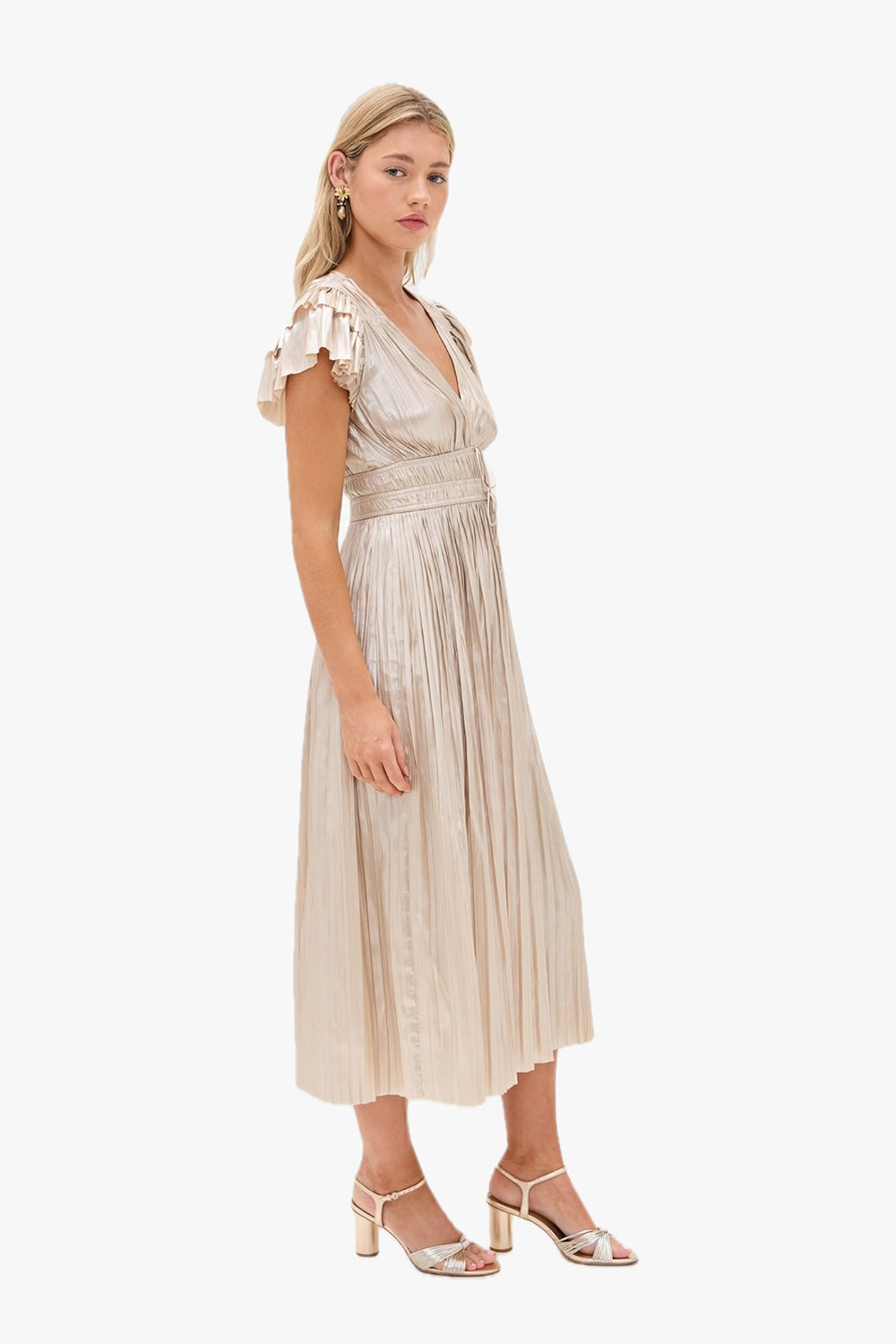 Patrice Flutter Sleeve Midi Dress