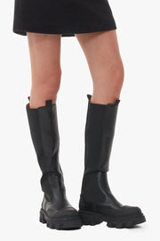 Cleated High Chelsea Boot Black Stitch