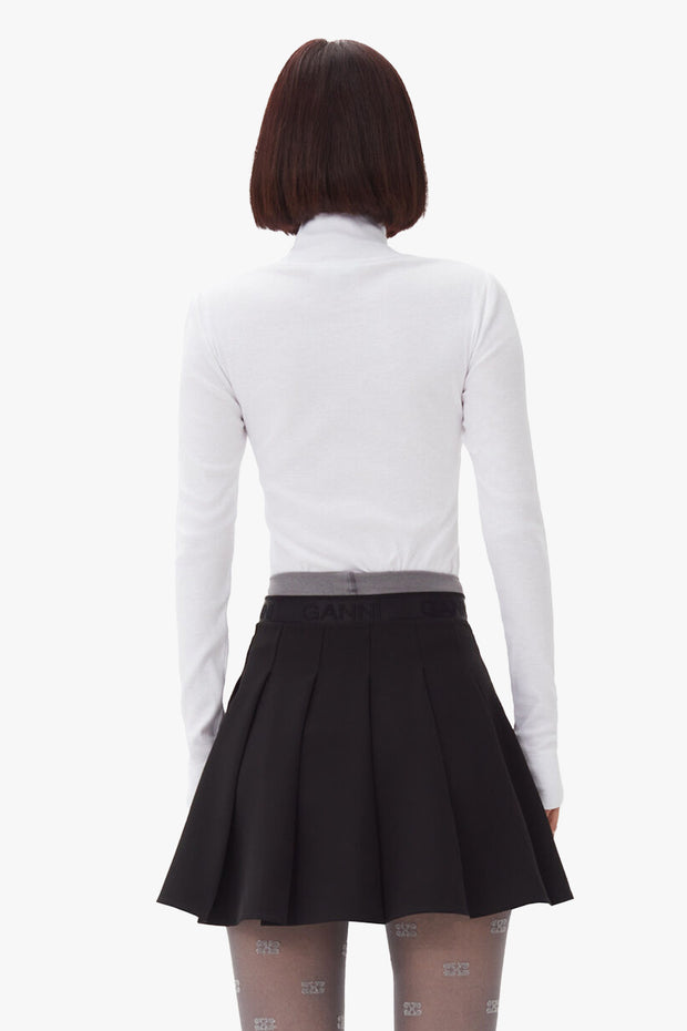 Light Twill Pleated Mini Skirt