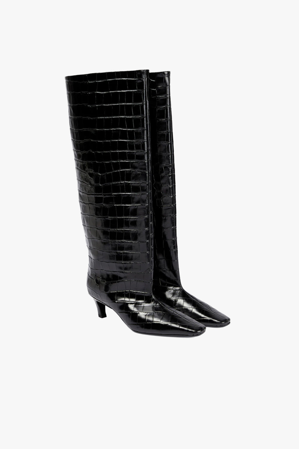 Croco-Embossed Wide Shaft Boots