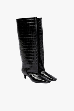 Croco-Embossed Wide Shaft Boots
