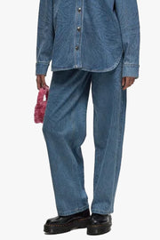 Rhinestone jeans med brede ben