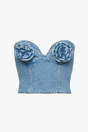Flower Bustier Denim Corset Top 07