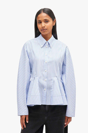 Striped Cotton Peplum Shirt